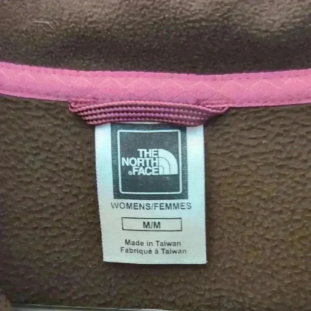 The North Face, partial zip up light weight jacket, brown and pink, medium